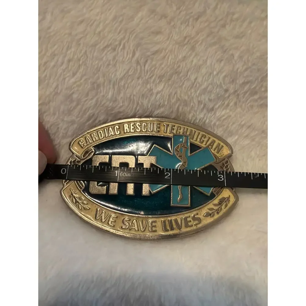 Vintage EMT Cardiac Rescue Technician Belt Buckle Blue Star of Life BTS 2343